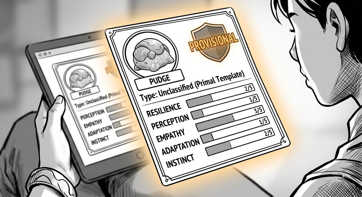 A beast stat card floating at an angle, clean graphic design